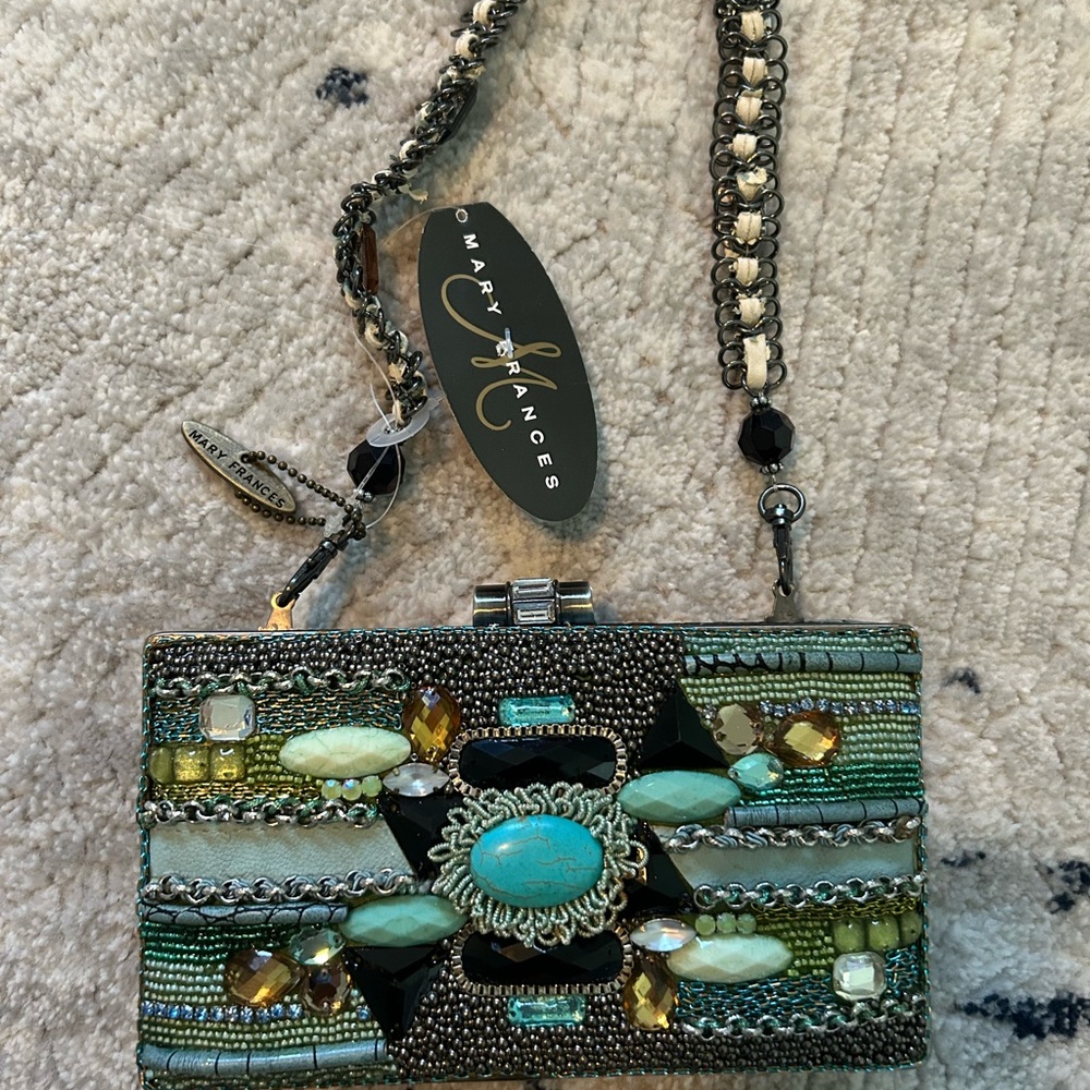 Mary Frances beaded leather clutch